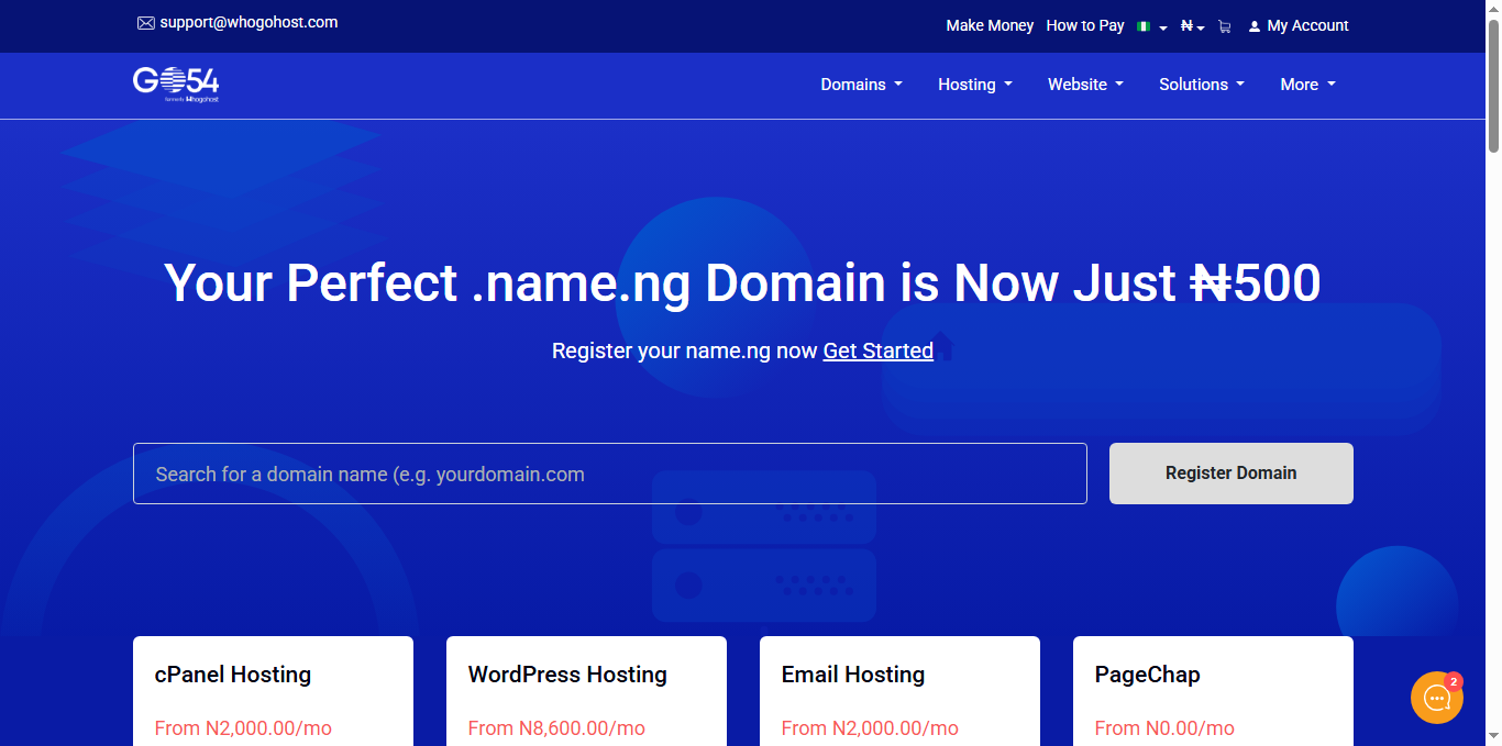 local currency hosting Africa
Whogohost web hosting company